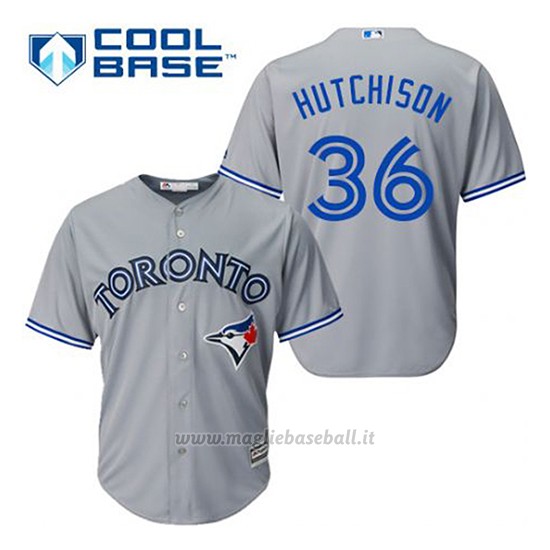 Maglia Baseball Uomo Toronto Blue Jays Drew Hutchison 36 Grigio Cool Base
